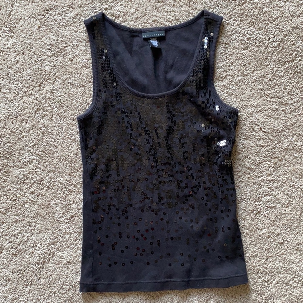 Apostrophe Black Sequin Tank Top Women's Size Large